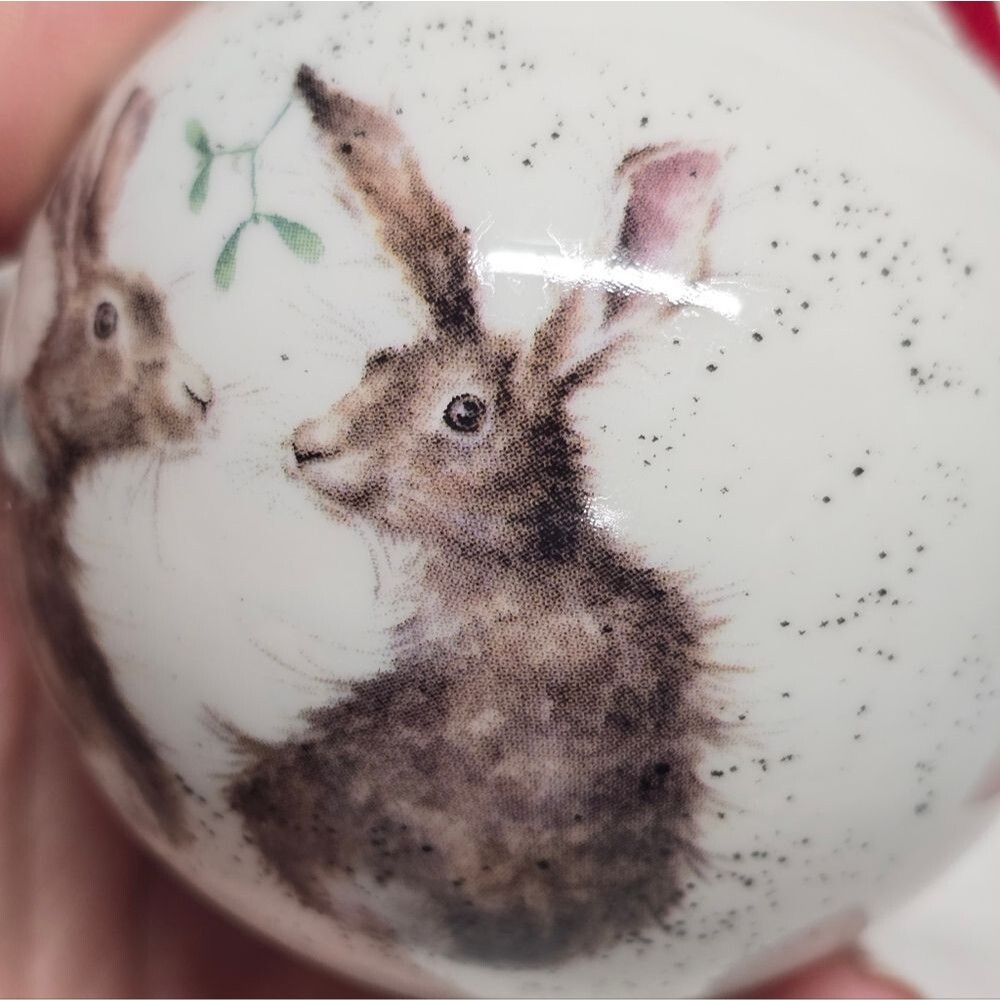 Royal Worcester Wrendale Designs Rabbit Bunny Ball Ornament NEW Christmas Easter - Picture 4 of 9